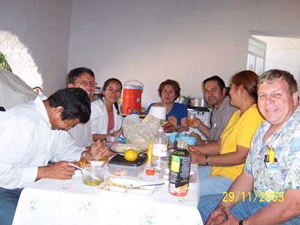 Ber on right,Lunchbreak with doctors and dentist