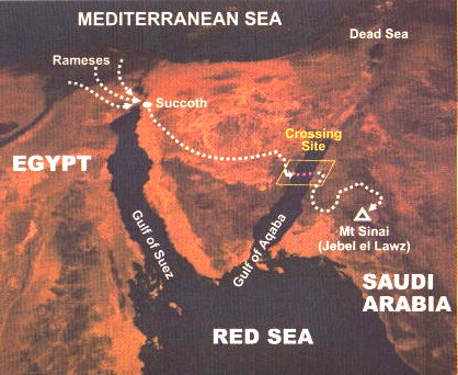 crossing sea location sinai map exodus mount site arabia ron route wyatt evidence nasa beach desert pinkoski kopp don satellite